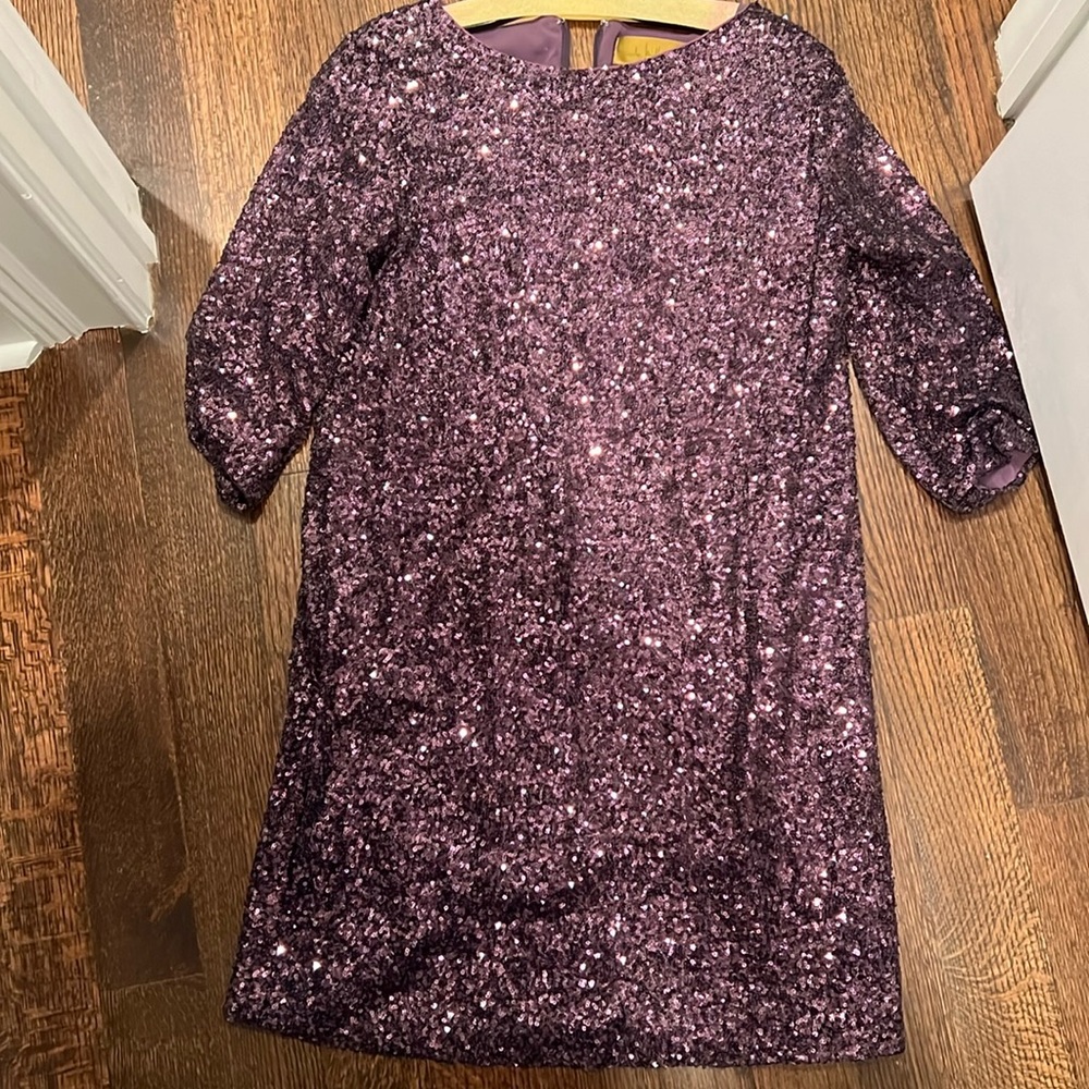 Nicole Miller purple shift sequin dress